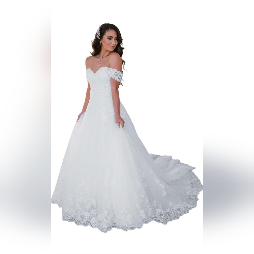 Elegant Off-Shoulder Lace Wedding Dress
